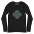 A black heather Xigfireon long sleeve graphic t-shirt featuring the Living Colour iteration of the Reach Of The Spirit Celtic knot design. The Reach Of The Spirit Celtic knot symbolizes Mother Earth.
