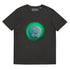 A dark heather grey Xigfireon graphic organic cotton t-shirt featuring the Deep Forest iteration of the Reach Of The Spirit Celtic knot design. The Reach Of The Spirit Celtic knot represents the glorious Earth.
