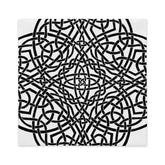 The back side of an 20 inch by 12 inch Xigfireon pillowcase featuring the inverted Black & White Súmáilte iteration of the Reach Of The Spirit Celtic knot design. The Reach Of The Spirit Celtic knot symbolizes Mother Earth.