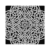 The front side of a 22 inch by 22 inch Xigfireon pillowcase featuring the Black & White Súmáilte iteration of the Reach Of The Spirit Celtic knot design, representing Mother Earth.