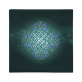 A 22 inch by 22 inch Xigfireon pillow case featuring the Living Colour iteration of the Reach Of The Spirit Celtic knot design, symbolizing Mother Earth.