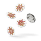 A set of 5 1.25" pin-back buttons featuring the Fire Colour iteration of the Morning Star Fire Celtic knot design.