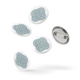 A set of 5 1.25" pin-back buttons featuring the Living Colour iteration of the Reach Of The Spirit Celtic knot design.