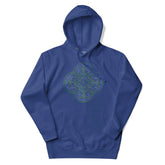 A team royal blue Xigfireon graphic hoodie featuring the Living Colour iteration of the Reach Of The Spirit Celtic knot design. The Reach Of The Spirit Celtic knot symbolizes our wonderful Mother Earth.