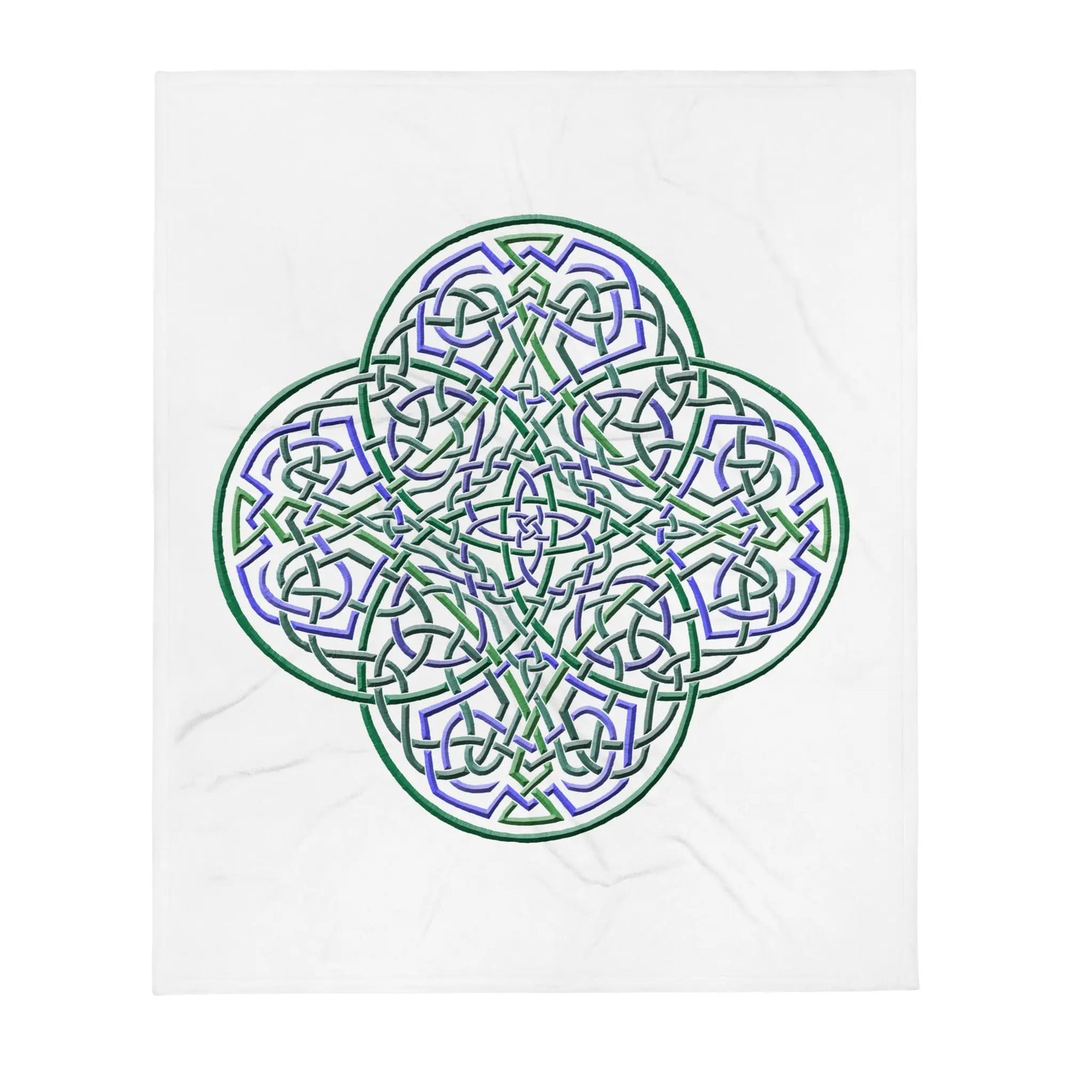 A 50 inch by 60 inch Xigfireon throw blanket featuring the original Living Colour iteration of the Reach Of The Spirit Celtic knot design. The Reach Of The Spirit Celtic knot represents the Earth.