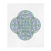 A 50 inch by 60 inch Xigfireon throw blanket featuring the original Living Colour iteration of the Reach Of The Spirit Celtic knot design. The Reach Of The Spirit Celtic knot represents the Earth.