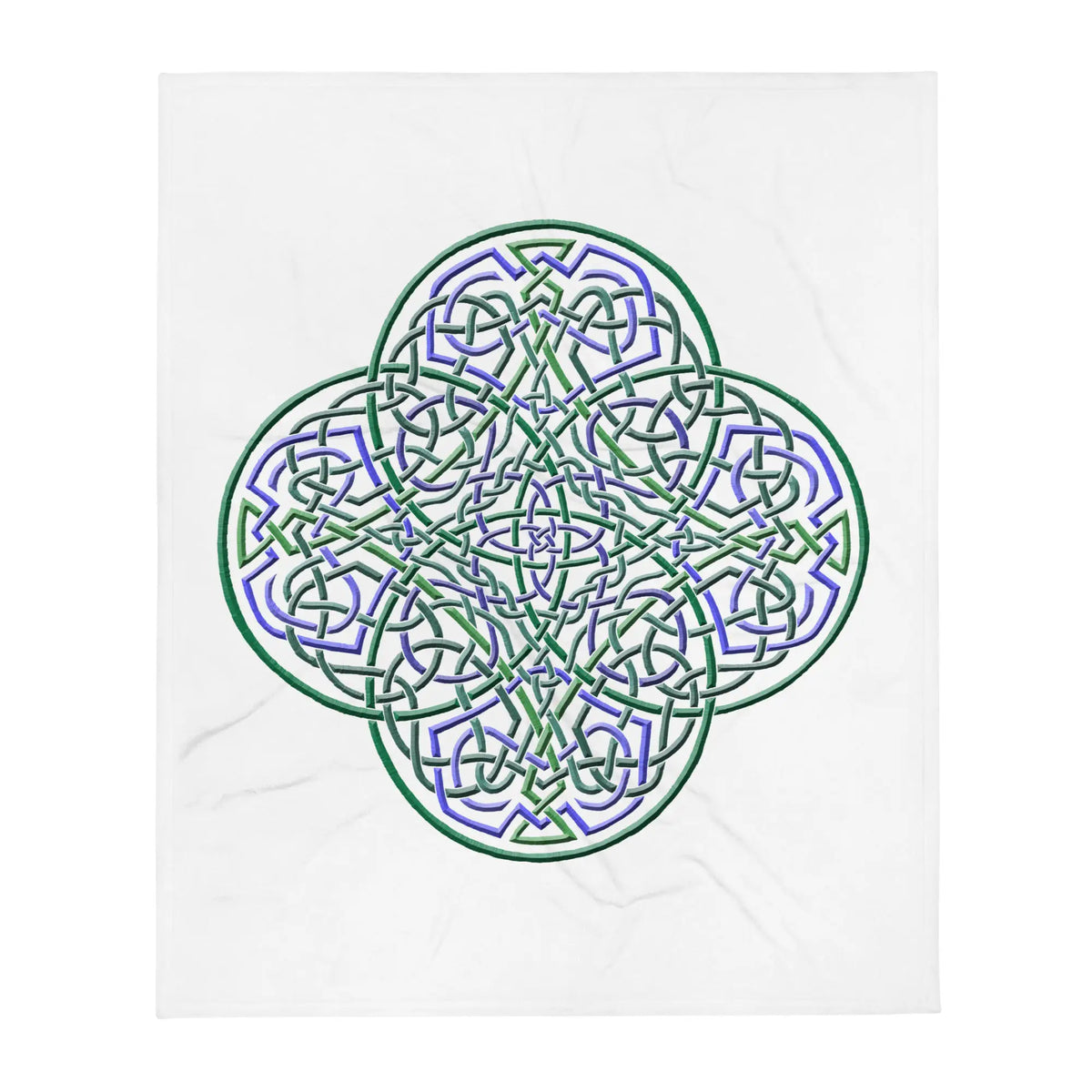 A 50 inch by 60 inch Xigfireon throw blanket featuring the original Living Colour iteration of the Reach Of The Spirit Celtic knot design. The Reach Of The Spirit Celtic knot represents the Earth.