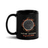 11oz black ceramic mug by Xigfireon featuring a graphic of a solar eclipse Celtic knot with the text &