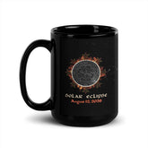 15oz black ceramic mug by Xigfireon featuring a graphic of a solar eclipse Celtic knot with the text &