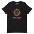 Xigfireon Solar Eclipse August 12, 2026 commemorative t-shirt in black featuring the Morning Star Fire Eclipsed Celtic knot design with original hand-drawn eclipse-inspired artwork and text that reads &