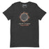 Xigfireon Solar Eclipse August 12, 2026 commemorative t-shirt in dark grey heather featuring the Morning Star Fire Eclipsed Celtic knot design with original hand-drawn eclipse-inspired artwork and text that reads &