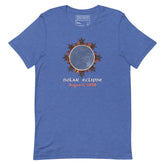 Xigfireon Solar Eclipse August 12, 2026 commemorative t-shirt in true royal blue featuring the Morning Star Fire Eclipsed Celtic knot design with original hand-drawn eclipse-inspired artwork and text that reads &