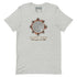 A light heather gray t-shirt by Xigfireon featuring a circular Celtic knot eclipse graphic with the Spanish text &