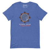 A heather blue short-sleeve Celtic knot t-shirt by Xigfireon featuring a graphic of a solar eclipse with the text &