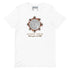 A white short-sleeve crewneck t-shirt by Xigfireon featuring a Celtic Knot graphic of a solar eclipse with the Spanish text &