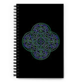 The front side of a Xigfireon spiral notebook featuring the Living Colour iteration of the Reach Of The Spirit Celtic knot design.