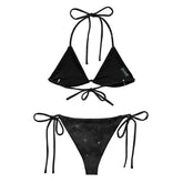 Celtic knot string bikini by Xigfireon, shown from the back, featuring the Midnight Cosmos patterned series of the `Morning Star Fire` design.