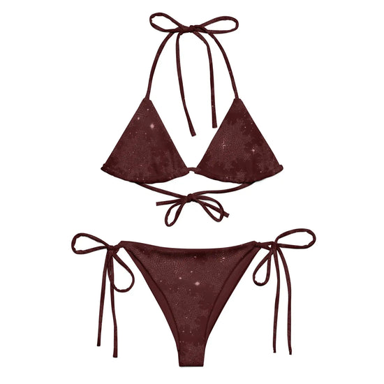 Celtic knot string bikini by Xigfireon featuring the Midnight Red Cosmos patterned series of the `Morning Star Fire` design.