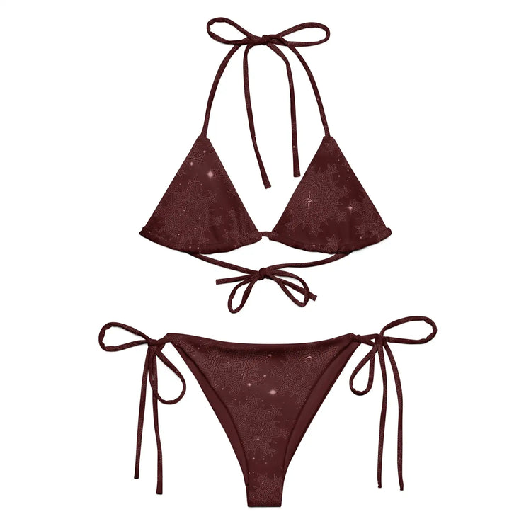 Celtic knot string bikini by Xigfireon featuring the Midnight Red Cosmos patterned series of the `Morning Star Fire` design.
