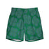 The front side of a pair of Xigfireon graphic swim trunks featuring the Living Colour Forest (small) patterned series of the Reach Of The Spirit Celtic knot design.