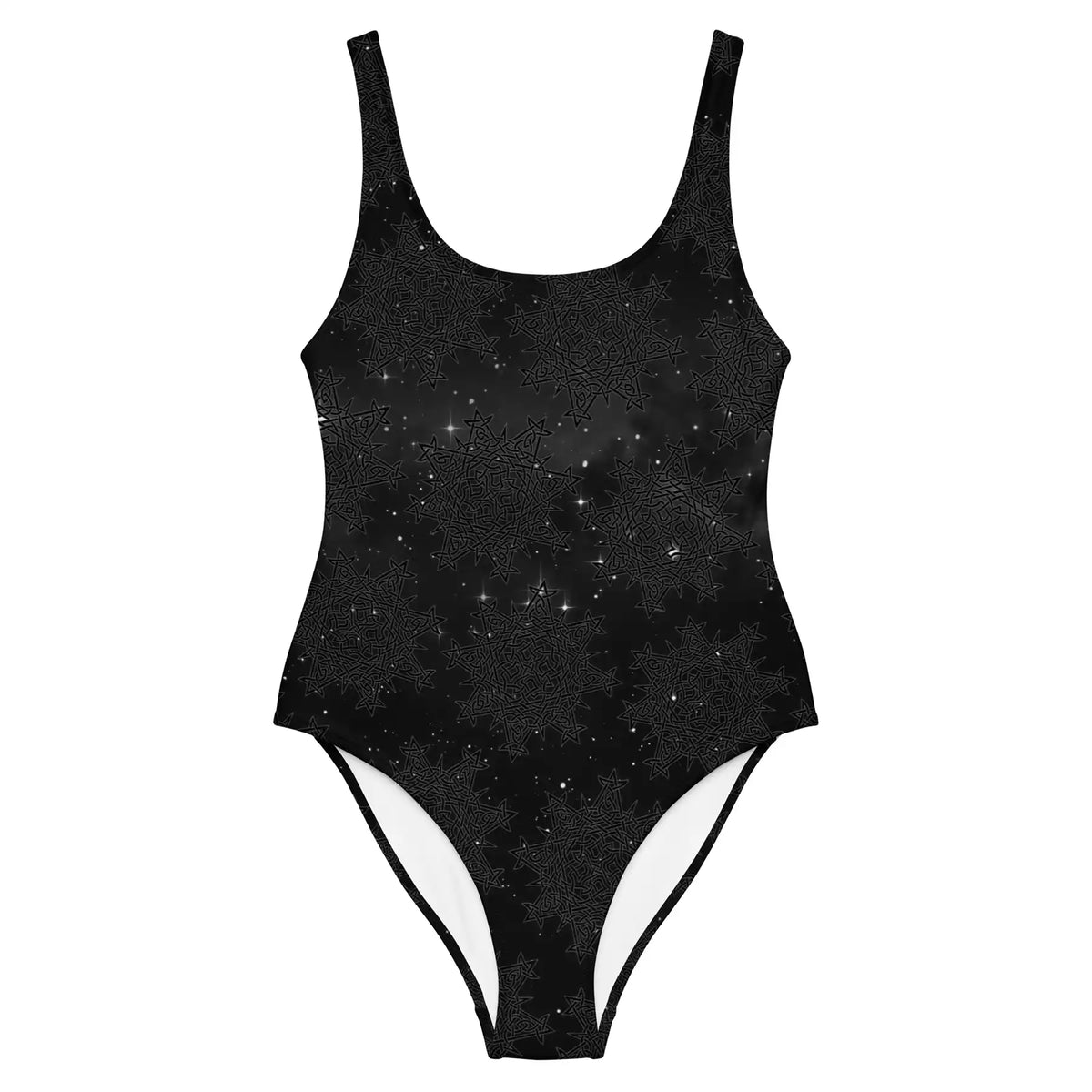 Celtic knot swimsuit by Xigfireon featuring the Midnight Cosmos patterned series of the Morning Star Fire design.