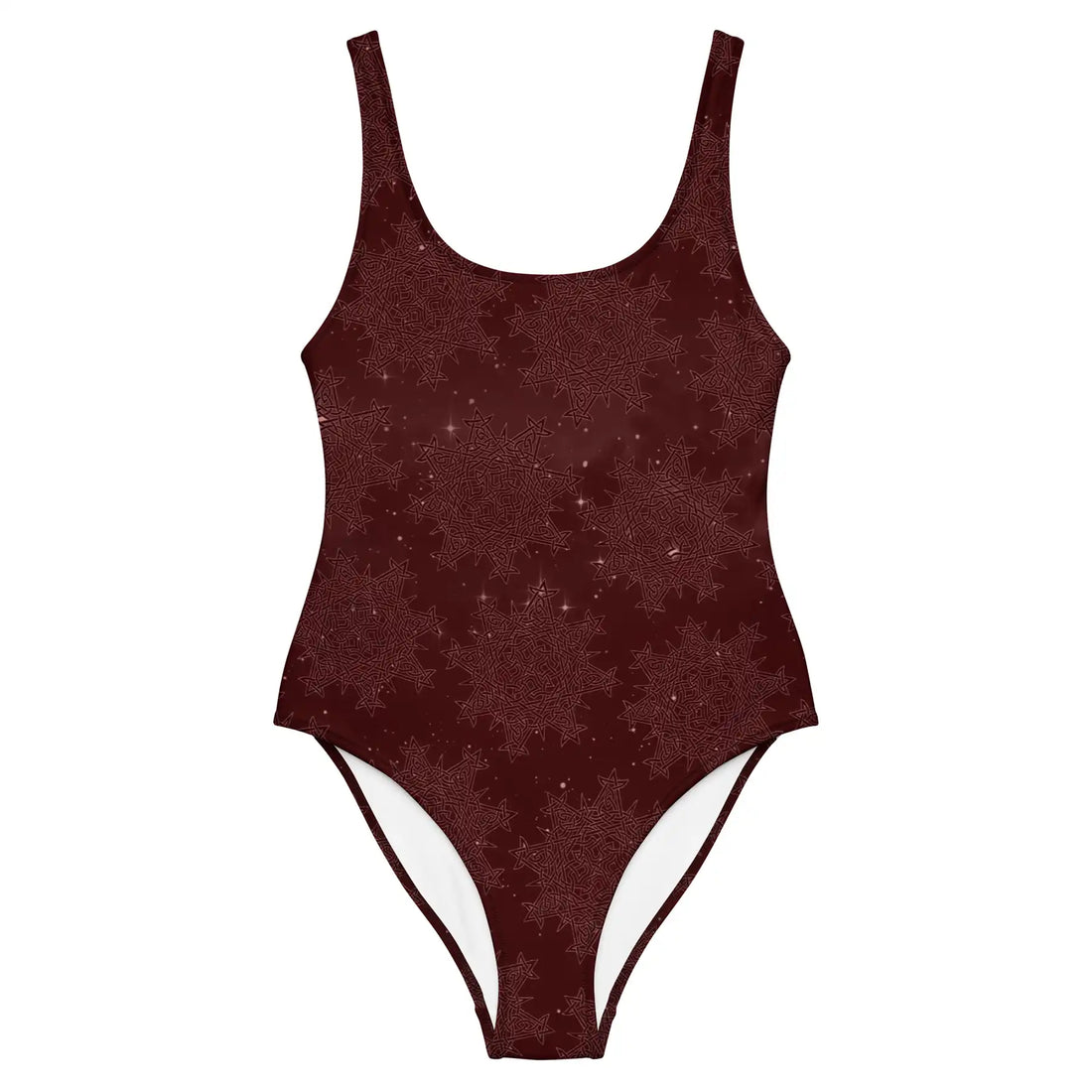 Celtic knot swimsuit by Xigfireon featuring the Midnight Red Cosmos patterned series of the Morning Star Fire design.