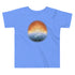A heather Columbia blue Xigfireon toddler graphic t-shirt featuring the Derivation II Celtic knot merger design symbolizing the Sun and the Earth in their cosmic dance.