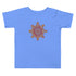 A heather Columbia blue Xigfireon toddler graphic t-shirt featuring the Fire Colour iteration of the Morning Star Fire Celtic knot design. The Morning Star Fire Celtic knot represents the Sun.