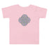 A pink Xigfireon toddler graphic t-shirt featuring the Living Colour iteration of the Reach Of The Spirit Celtic knot design. The Reach Of The Spirit Celtic knot represents Mother Earth.