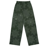 Celtic knot pants by Xigfireon, shown from the back, featuring the Midnight Green Cosmos patterned series of the `Morning Star Fire` design.
