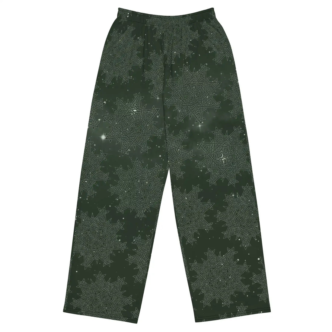 Celtic knot pants by Xigfireon featuring the Midnight Green Cosmos patterned series of the Morning Star Fire design.
