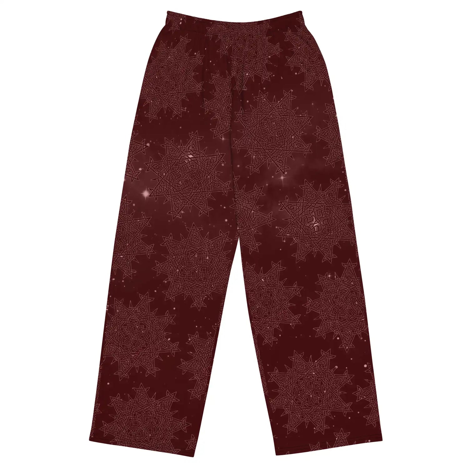 Celtic knot pants by Xigfireon featuring the Midnight Red Cosmos patterned series of the `Morning Star Fire` design.