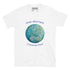 This white graphic t-shirt features the Sacred Planet iteration of the `Reach Of The Spirit` Celtic knot design along with a message in a Celtic font: "Our Mother, Cherish Her".