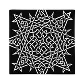 The front side of a 22 inch by 22 inch Xigfireon pillowcase featuring the Black & White Súmáilte iteration of the `Morning Star Fire` Celtic knot design. The `Morning Star Fire` Celtic knot represents Father Sun.