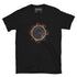 A classic black Xigfireon graphic tee featuring the Eclipsed iteration of the `Morning Star Fire` Celtic knot design, inspired by the Annular Solar Eclipse of 2023.