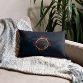 A 20 inch by 12 inch Xigfireon pillow case featuring the Eclipsed iteration of the `Morning Star Fire` Celtic knot design.