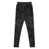 The front side of a pair of Xigfireon graphic yoga leggings featuring the Midnight Cosmos patterned series of the `Morning Star Fire` Celtic knot design.