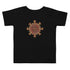 A black Xigfireon toddler graphic t-shirt featuring the Fire Colour iteration of the `Morning Star Fire` Celtic knot design. The `Morning Star Fire` Celtic knot represents the Sun.