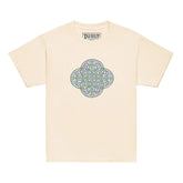 A natural Xigfireon kids graphic t-shirt featuring the Living Colour iteration of the `Reach Of The Spirit` Celtic knot design. The `Reach Of The Spirit` Celtic knot symbolizes Mother Earth.