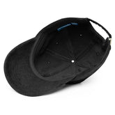 A view of the inside of a black Xigfireon vintage corduroy cap.