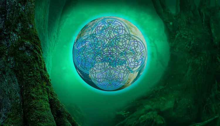 The `Reach Of The Spirit` Celtic knot represents the Earth and the Mother Goddess' sphere of influence and care, which begets innumerable offspring.