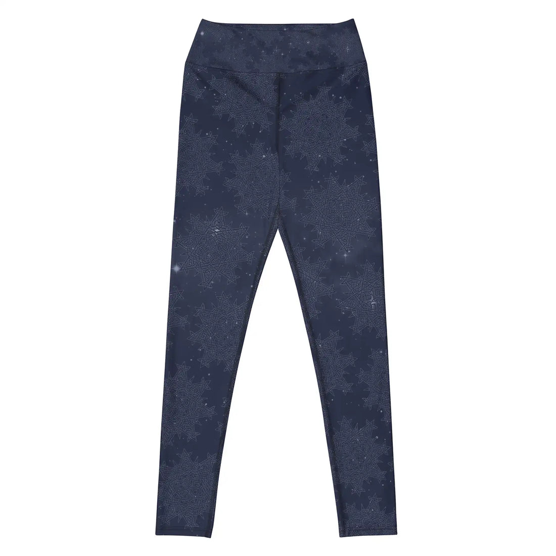 Celtic knot yoga leggings by Xigfireon featuring the Midnight Blue Cosmos patterned series of the Morning Star Fire design.