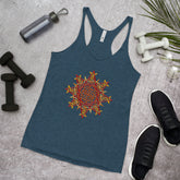 Some workout gear surrounding an indigo Xigfireon graphic women&