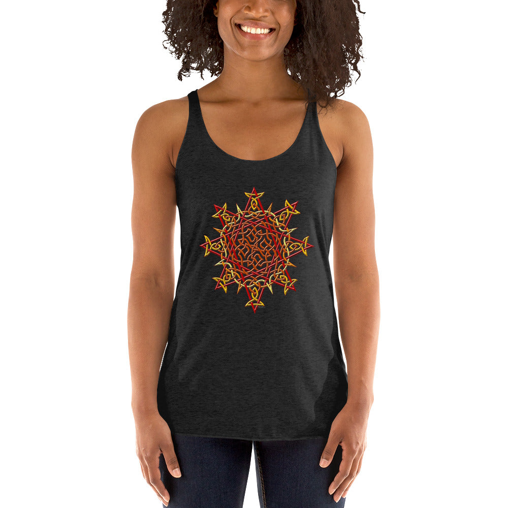 A young woman, viewed from the front, wearing a vintage black Xigfireon graphic women&