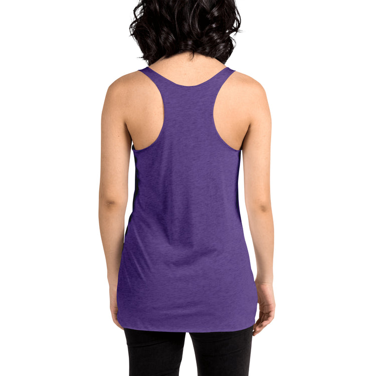 A young woman, viewed from behind, wearing a purple rush Xigfireon graphic women&