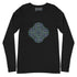 A black heather Xigfireon long sleeve graphic t-shirt featuring the Living Colour iteration of the `Reach Of The Spirit` Celtic knot design. The `Reach Of The Spirit` Celtic knot symbolizes Mother Earth.