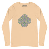 A sand dune Xigfireon long sleeve graphic t-shirt featuring the Living Colour iteration of the `Reach Of The Spirit` Celtic knot design. The `Reach Of The Spirit` Celtic knot symbolizes Mother Earth.